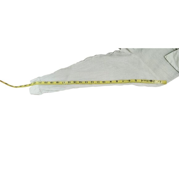 Zara 100% Linen Shirt Dress Long Sleeve Khaki Green Button Front - Picture 14 of 16